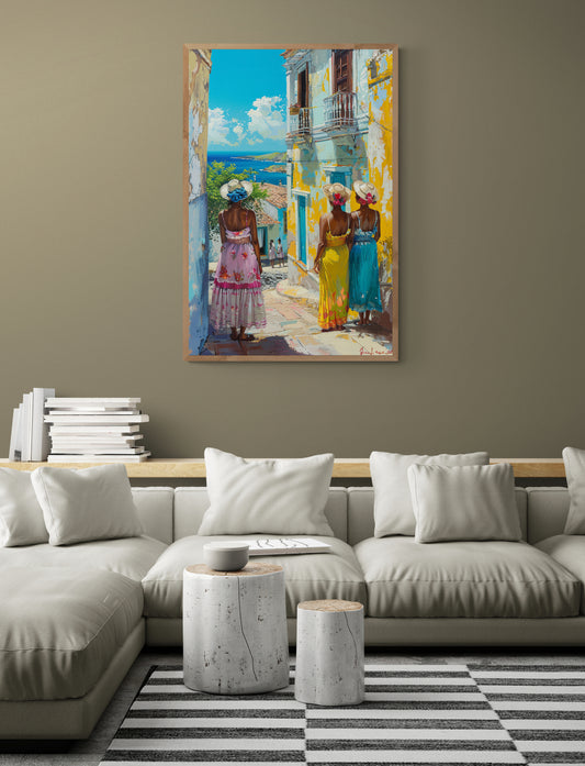 Curacao Sunlit Stroll overlooking the Sea Matte-Paper Poster