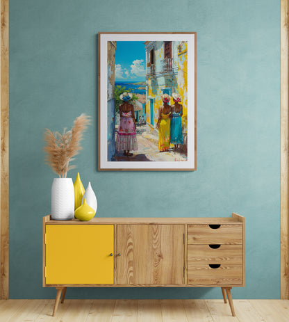 Curacao Sunlit Stroll overlooking the Sea Matte-Paper Poster