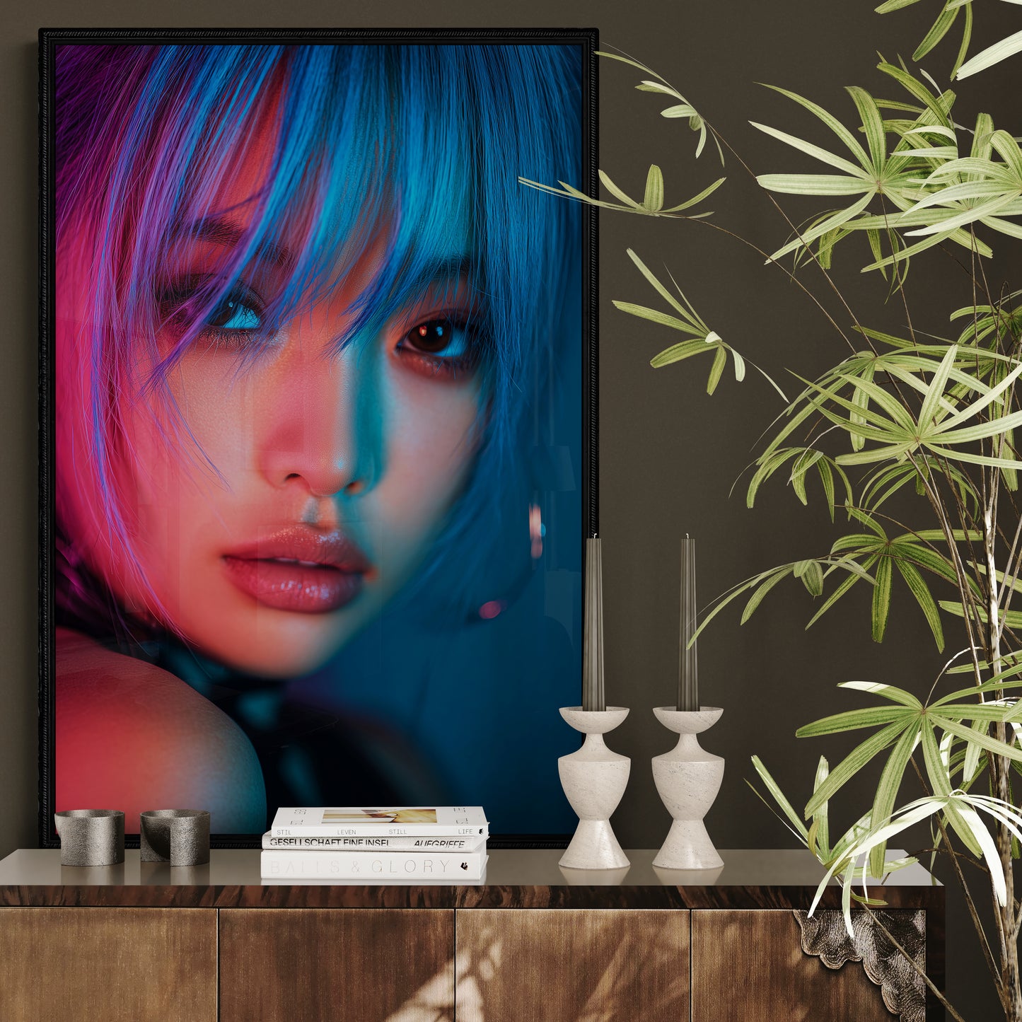 Neon-Noir Cyber Glow Poster on Matte Paper in Cyberpunk Style