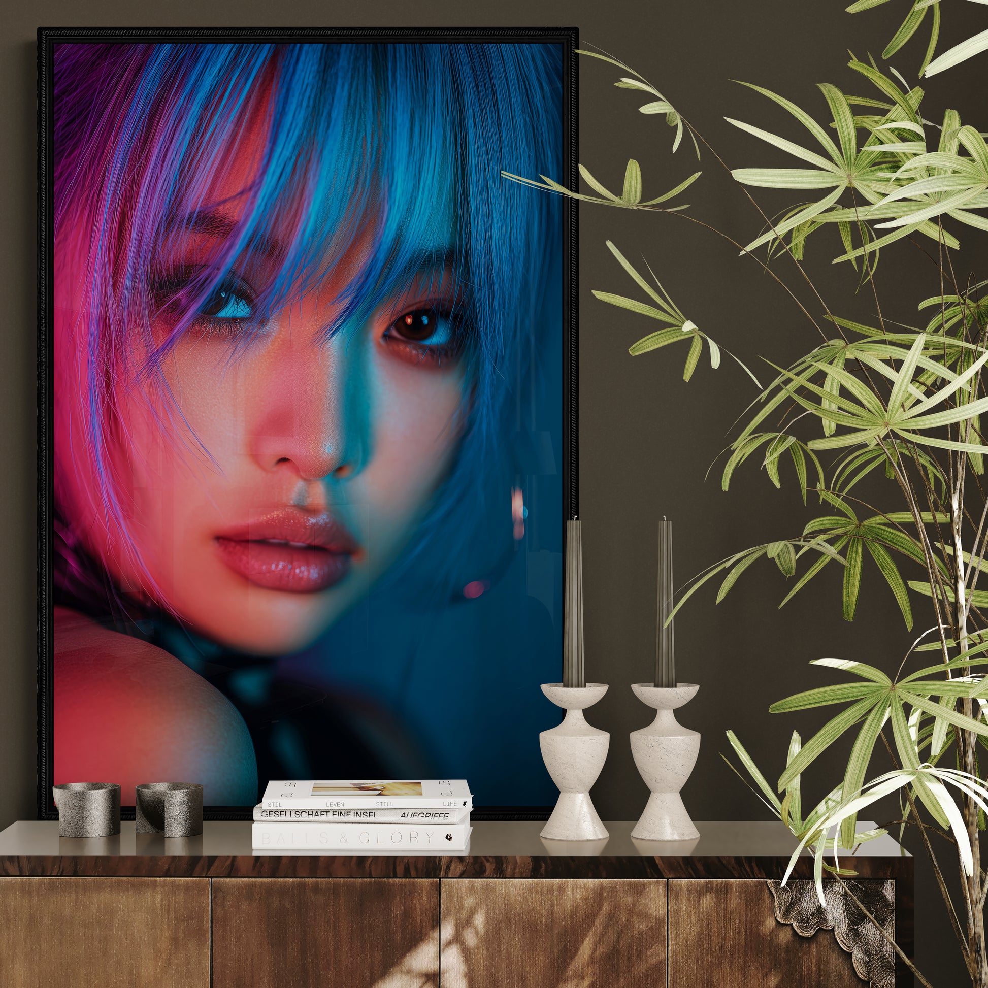Neon-Noir Cyber Glow Poster on Matte Paper in Cyberpunk Style