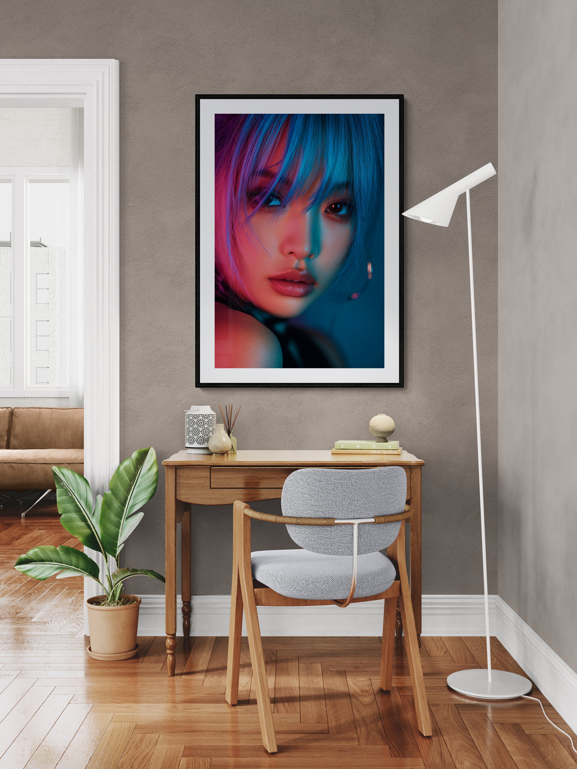 Neon-Noir Cyber Glow Poster on Matte Paper in Cyberpunk Style