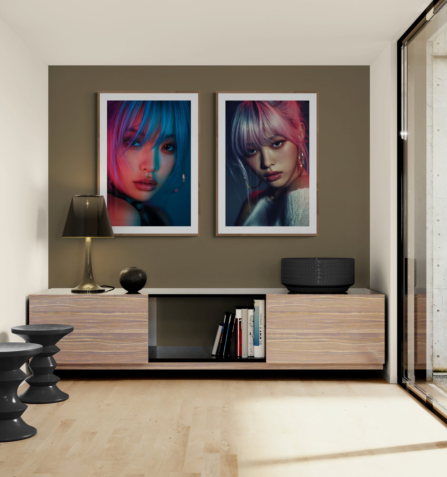 Neon-Noir Cyber Glow Poster on Matte Paper in Cyberpunk Style