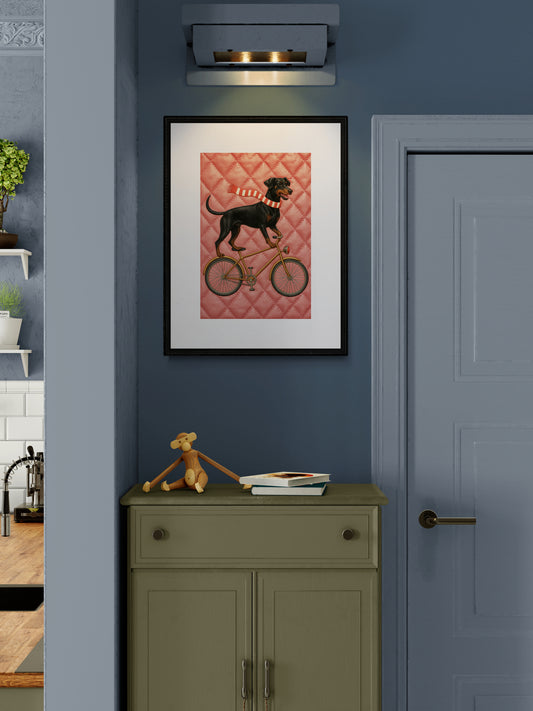 Cycling Pup Retro-Vintage Matte Paper Poster - Pop Art Style