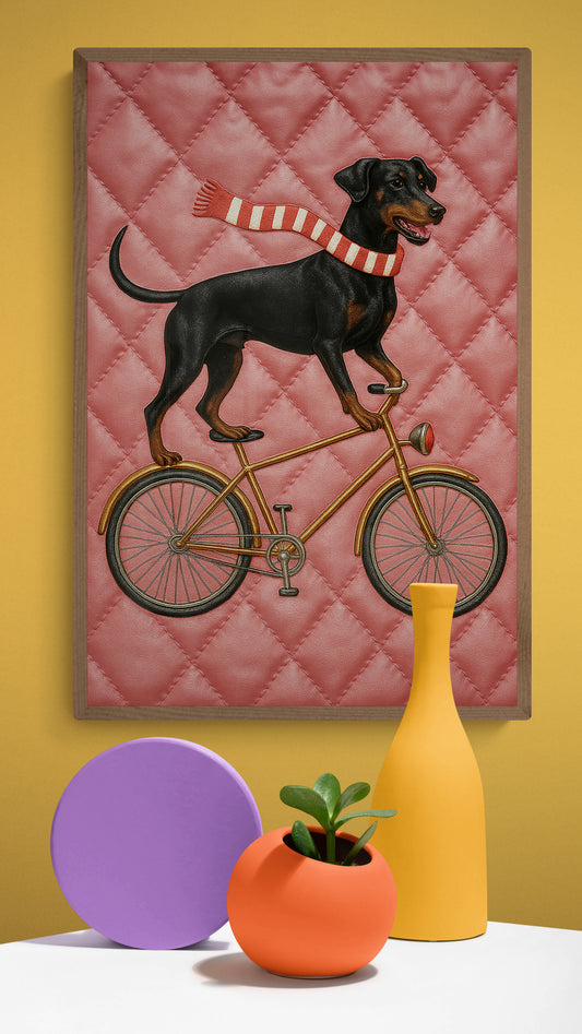 Cycling Pup Retro-Vintage Matte Paper Poster - Pop Art Style