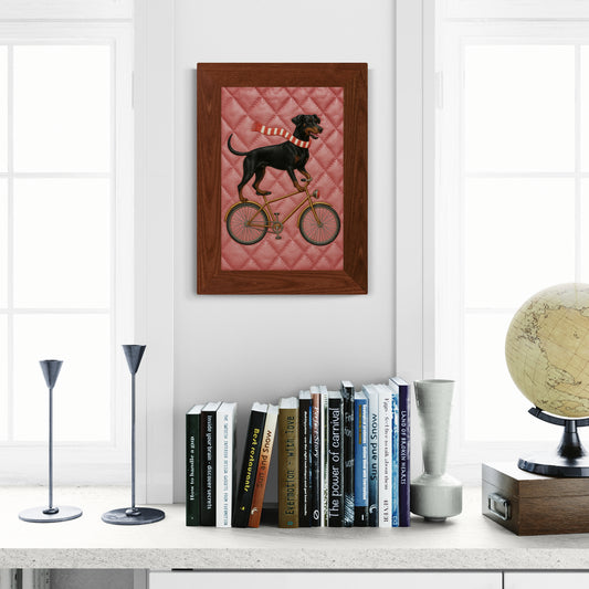 Cycling Pup Retro-Vintage Matte Paper Poster - Pop Art Style