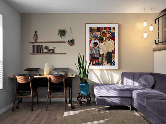 Dapper Brothers Patchwork Matte Paper Poster - Bisa Butler Style