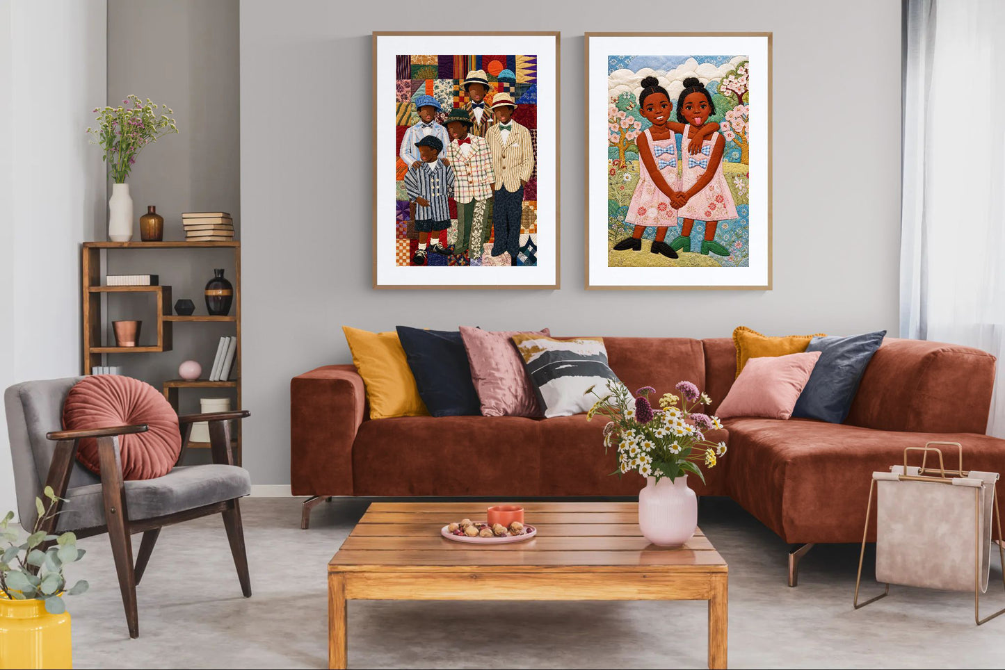 Bisa Butler-Style quiltinspiriertes Gartenposter auf mattem Papier