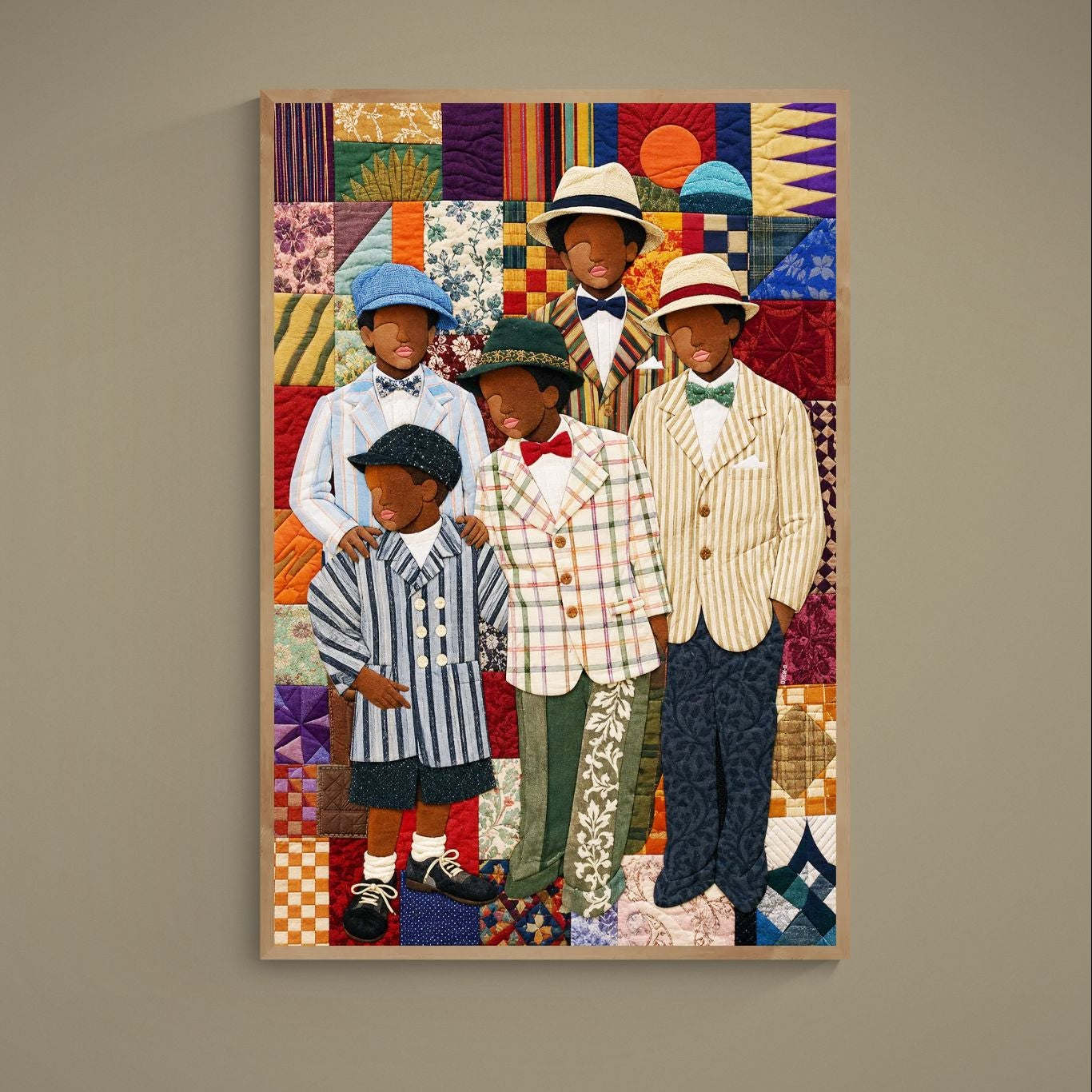 Dapper Brothers Patchwork Matte Paper Poster - Bisa Butler Style