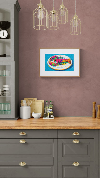 Dinner Goes Pop Color-Blocked Matte Poster in Warhol Style