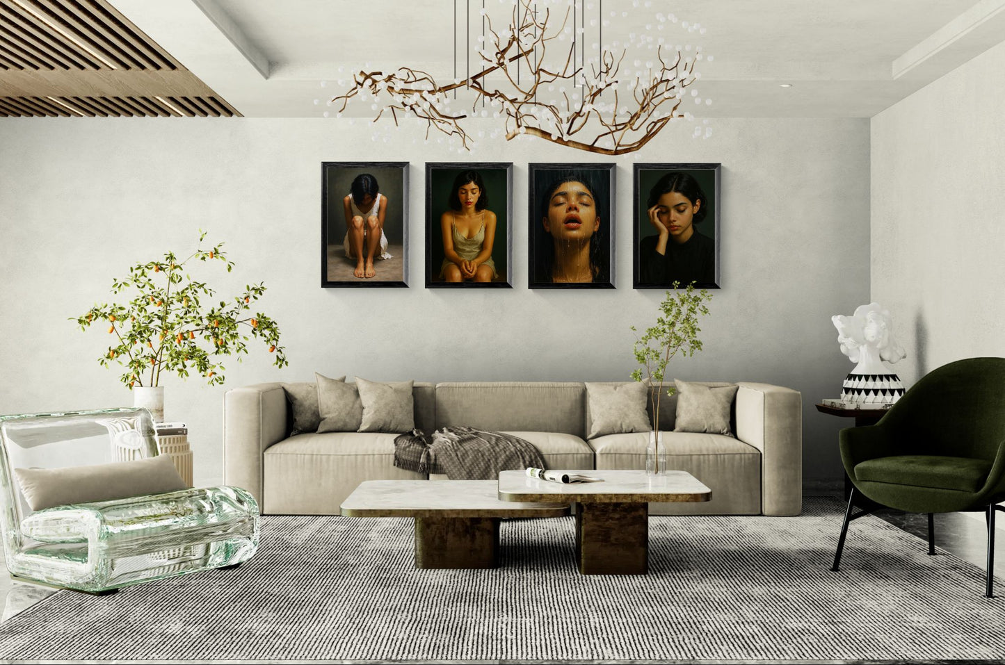 Drenched in Silence Chiaroscuro-Lit Matte Paper Poster - Photorealism