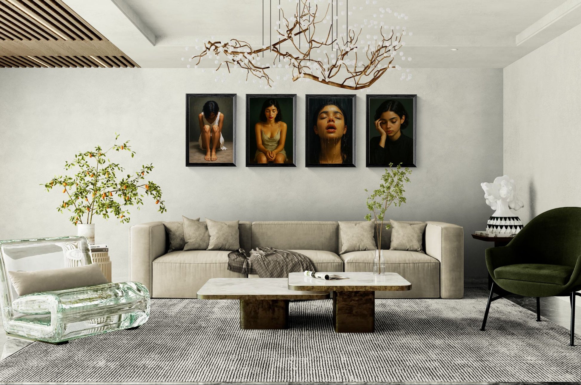 Drenched in Silence Chiaroscuro-Lit Matte Paper Poster - Photorealism