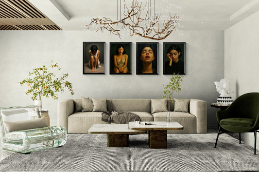Drenched in Silence Chiaroscuro-Lit Matte Paper Poster - Photorealism