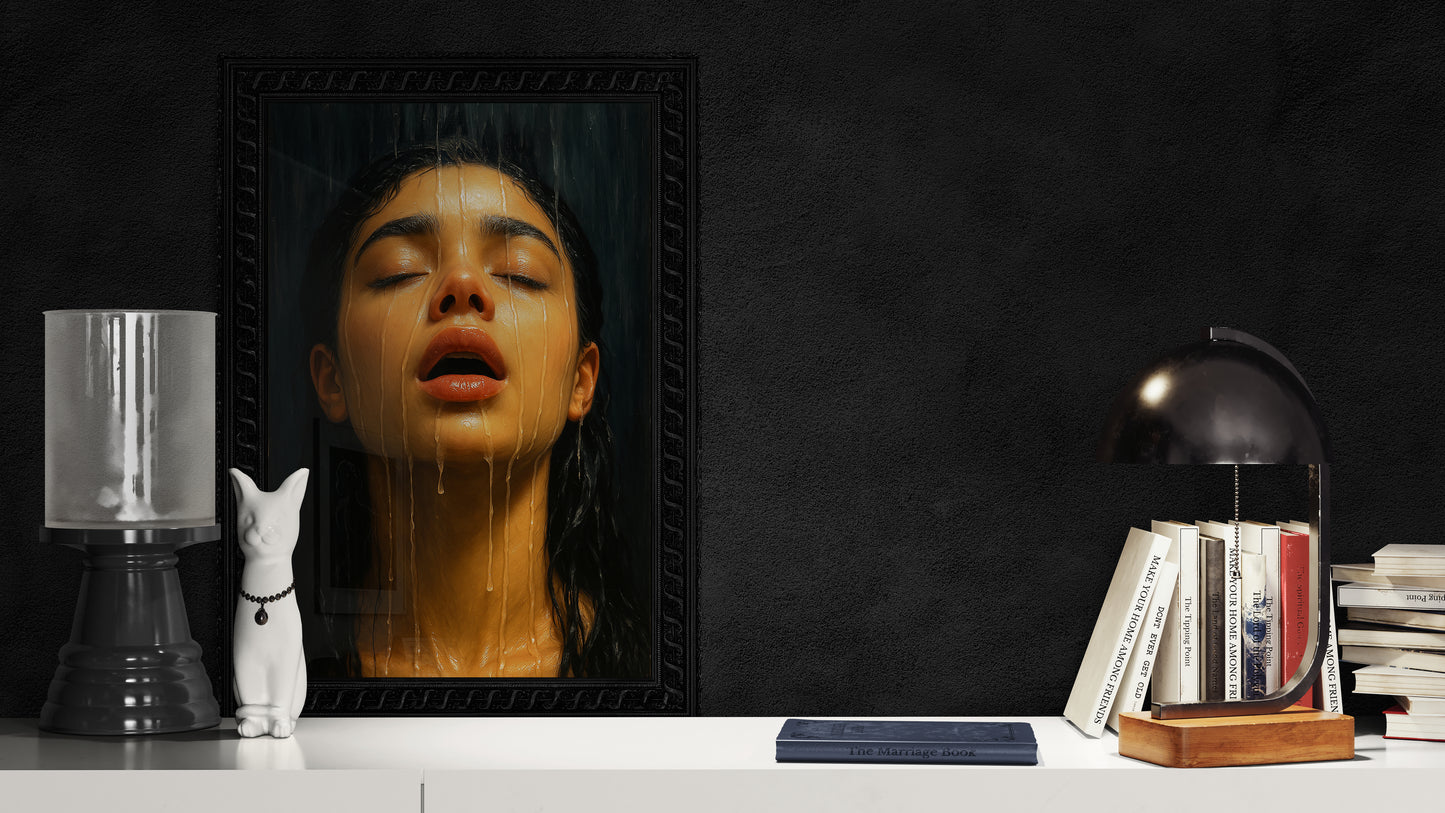 Drenched in Silence Chiaroscuro-Lit Matte Paper Poster - Photorealism