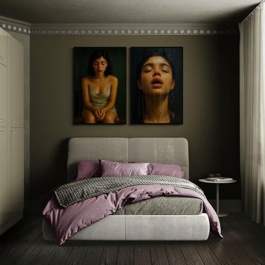 Drenched in Silence Chiaroscuro-Lit Matte Paper Poster - Photorealism