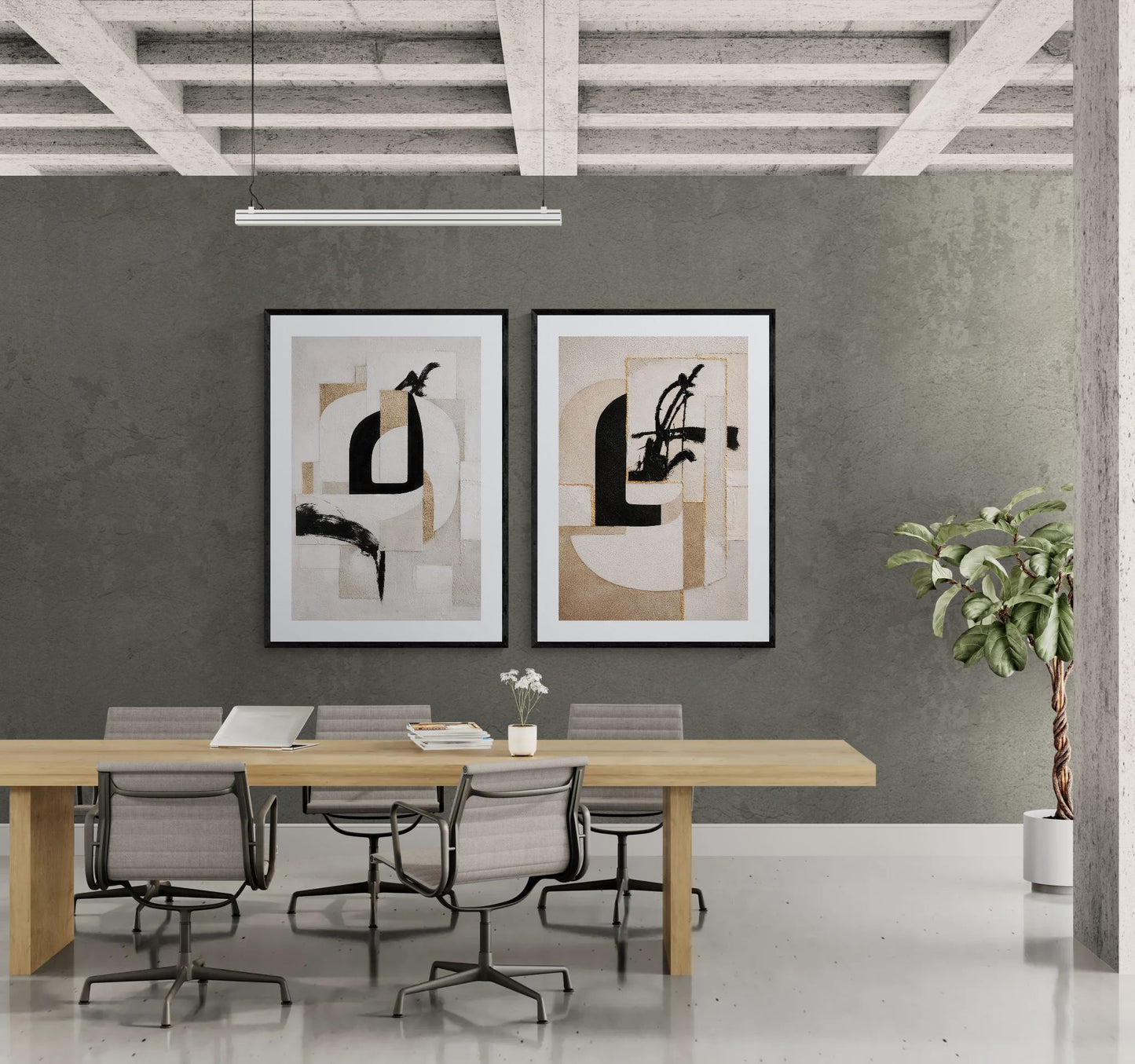 Earth & Ink Textured Matte Paper Poster in Bauhaus Style