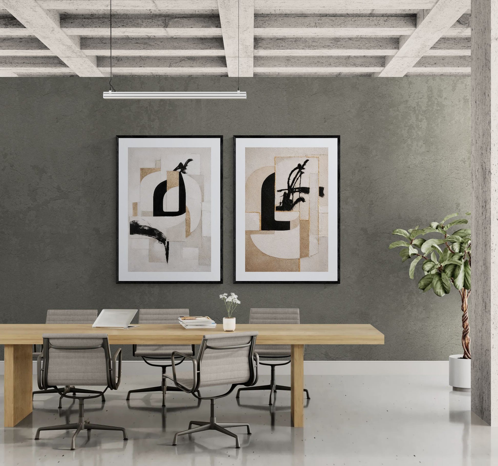 Earth & Ink Textured Matte Paper Poster in Bauhaus Style