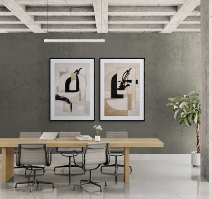 Earth & Ink Textured Matte Paper Poster in Bauhaus Style