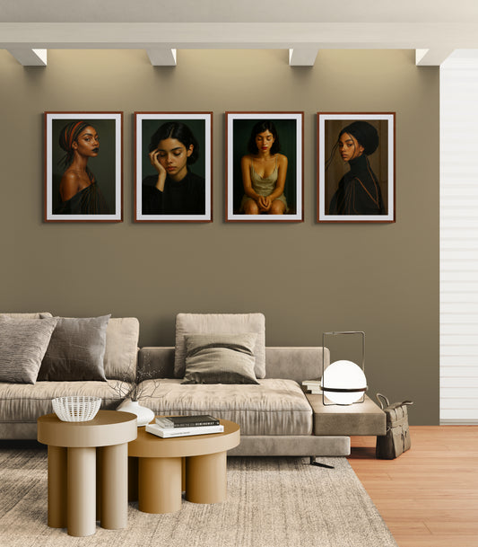 Afro-Diasporic Elegance in Midnight Hues Matte Paper Poster