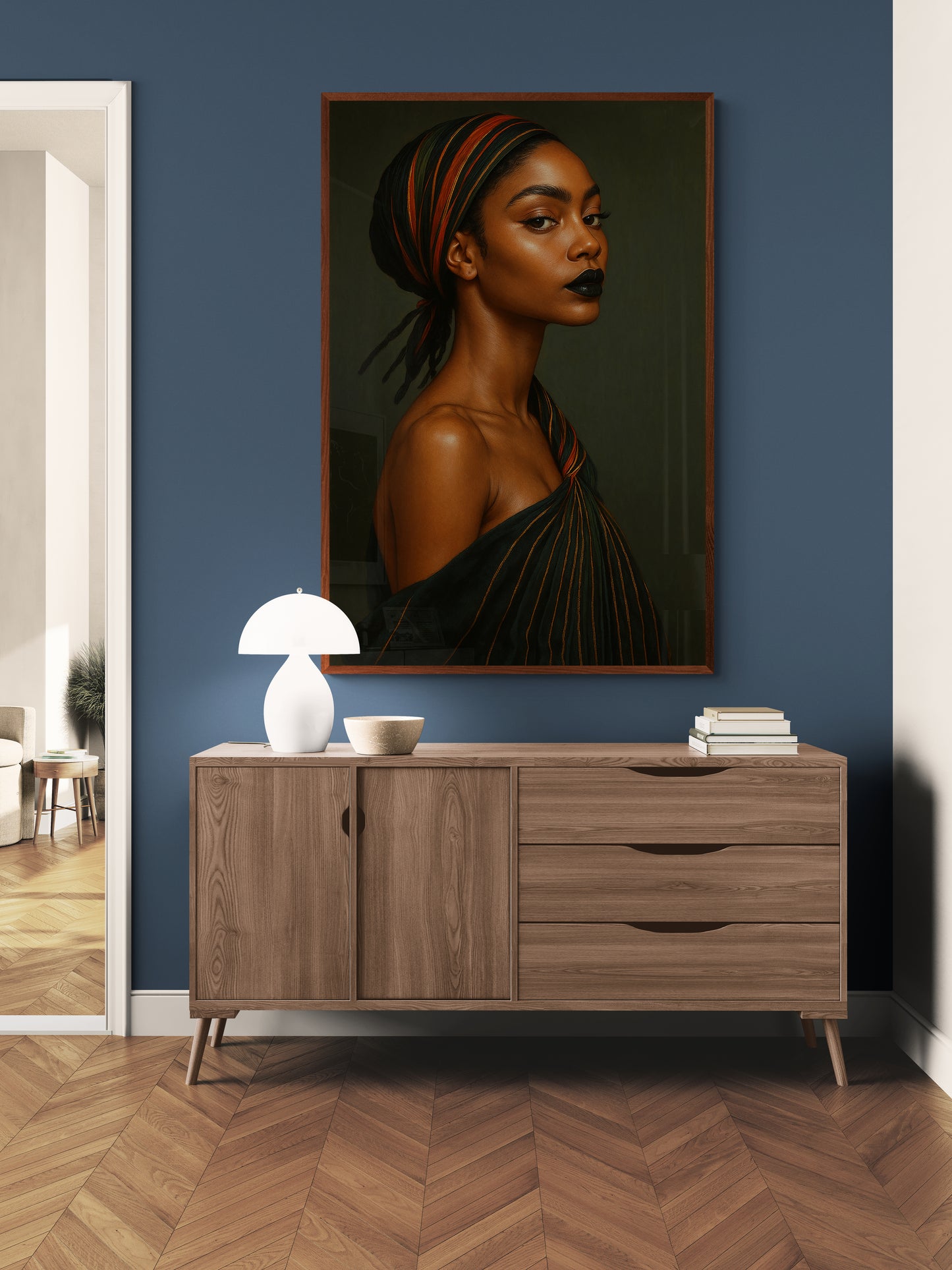 Afro-Diasporic Elegance in Midnight Hues Matte Paper Poster