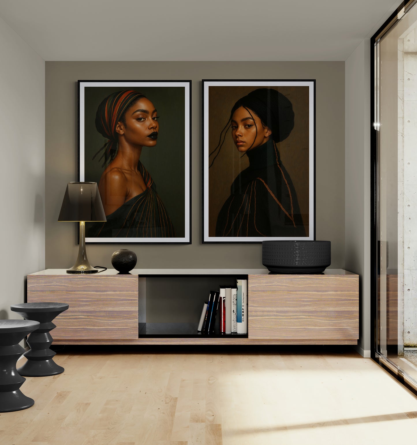 Afro-Diasporic Elegance in Midnight Hues Matte Paper Poster