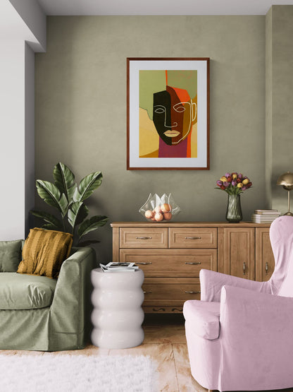 Faces in Colour Color-Block Matte Paper Poster - Cubist Style