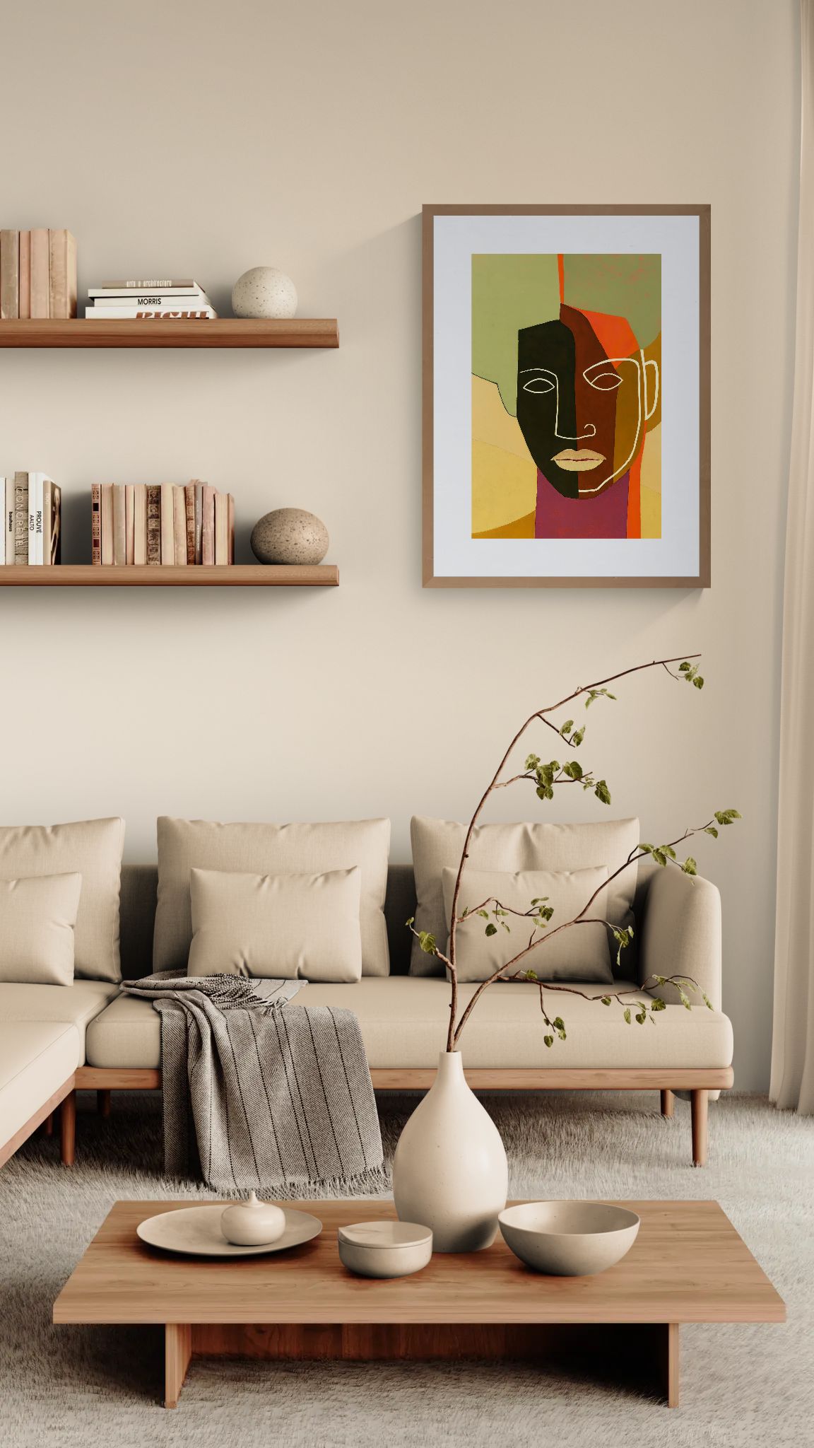 Faces in Colour Color-Block Matte Paper Poster - Cubist Style