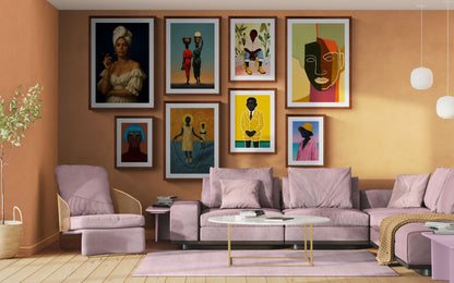 Faces in Colour Color-Block Matte Paper Poster - Cubist Style
