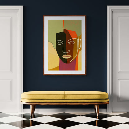 Faces in Colour Color-Block Matte Paper Poster - Cubist Style
