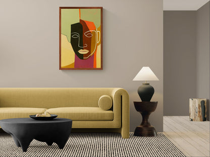 Faces in Colour Color-Block Matte Paper Poster - Cubist Style