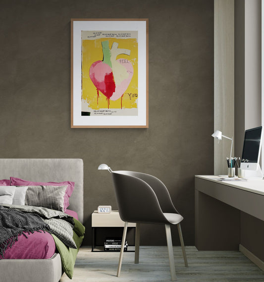 Feel My Heart Matte Paper Poster - Graffiti-Inspired Pop Art