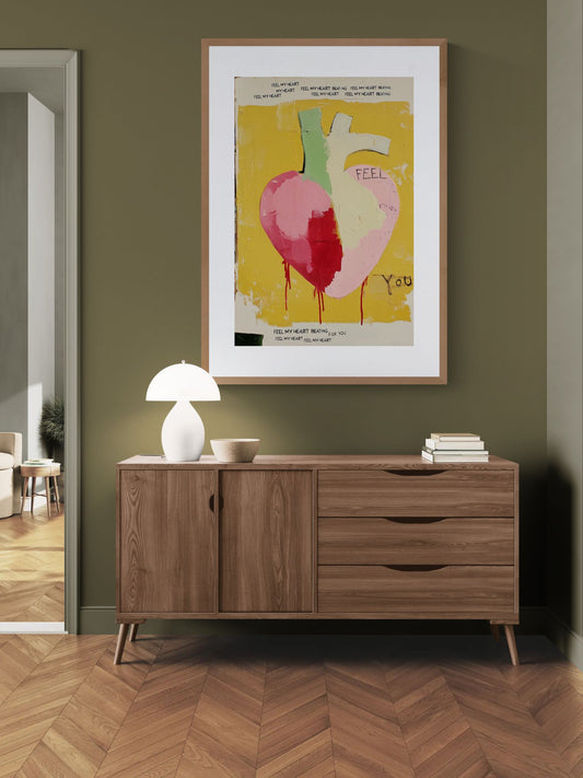 Feel My Heart Matte Paper Poster - Graffiti-Inspired Pop Art