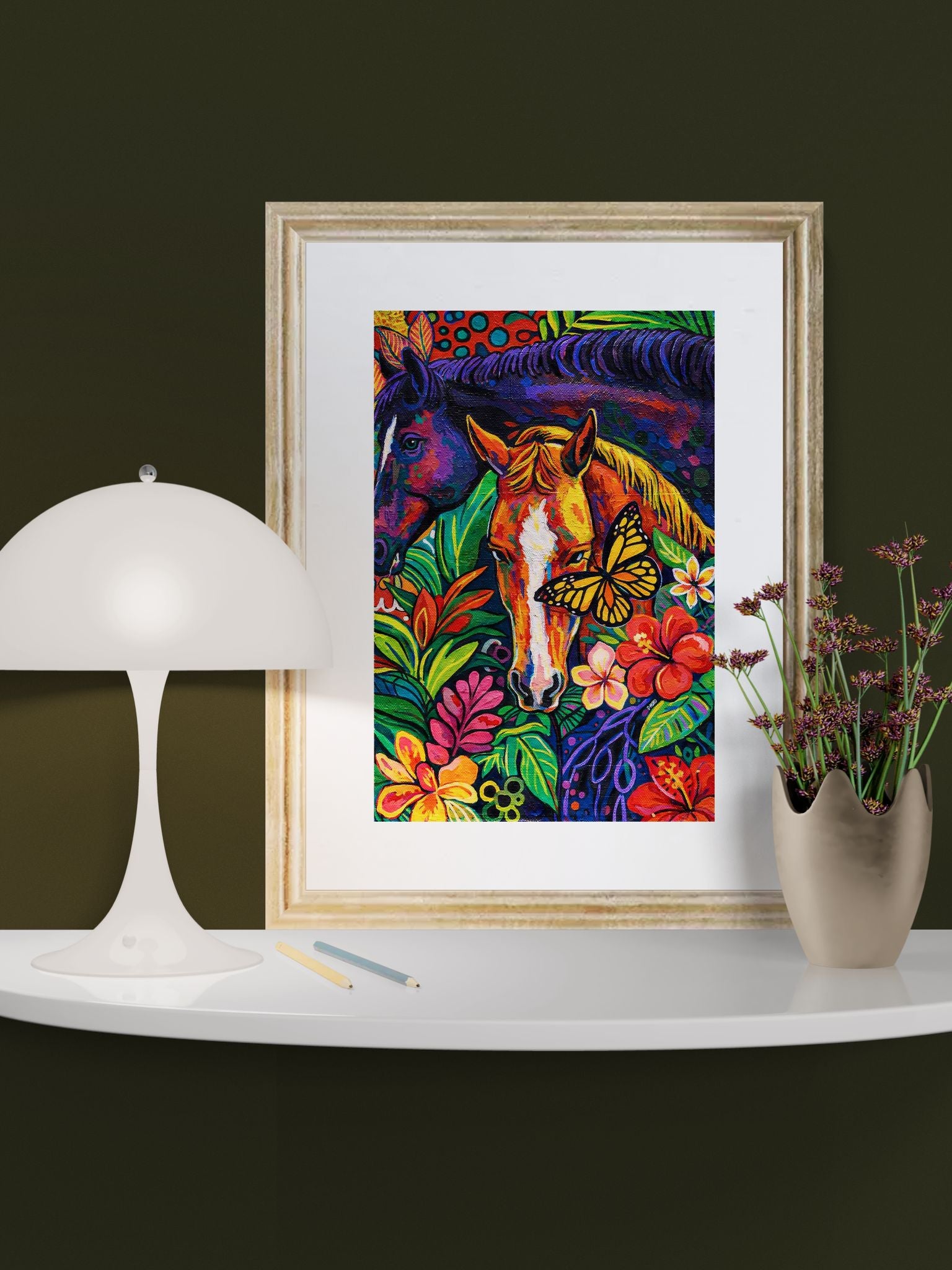 Flora Meets Fire Tropical-Botanical Matte Paper Poster - Pop Art