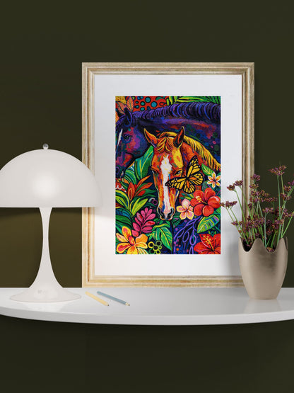 Flora Meets Fire Tropical-Botanical Matte Paper Poster - Pop Art
