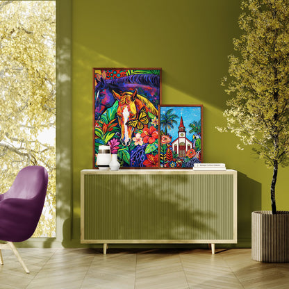 Flora Meets Fire Tropical-Botanical Matte Paper Poster - Pop Art