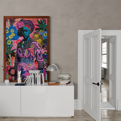 Floral Majesty Textile-Inspired Matte Paper Poster - Pop Art