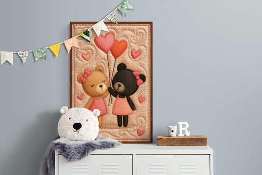 Forever Friends Quilt-Inspired Matte Paper Poster - Folk Art Style