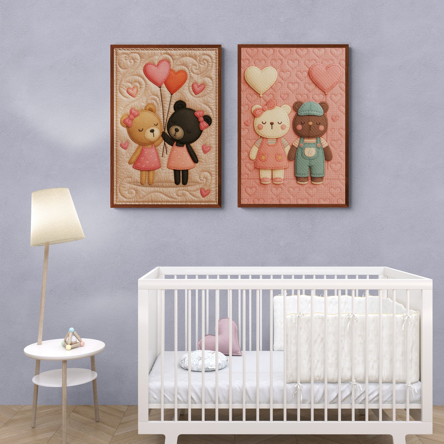 Forever Friends Quilt-Inspired Matte Paper Poster - Folk Art Style
