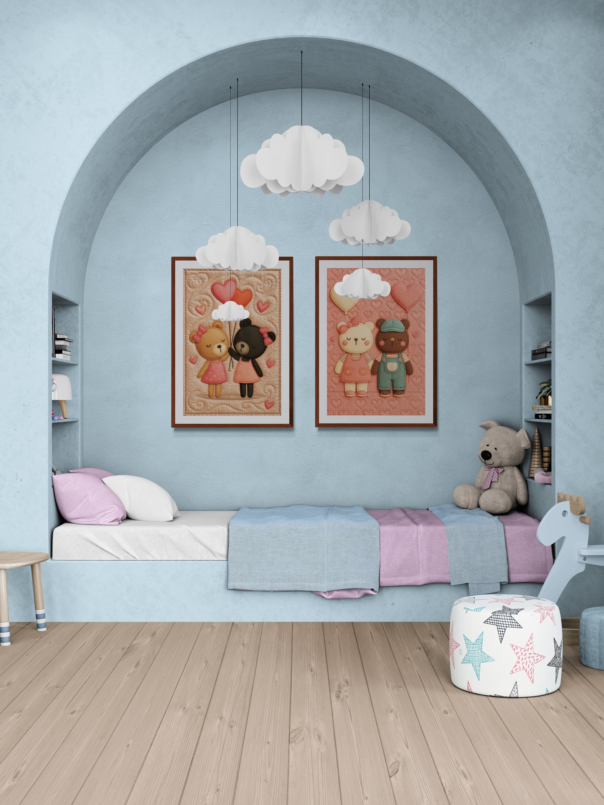 Forever Friends Quilt-Inspired Matte Paper Poster - Folk Art Style