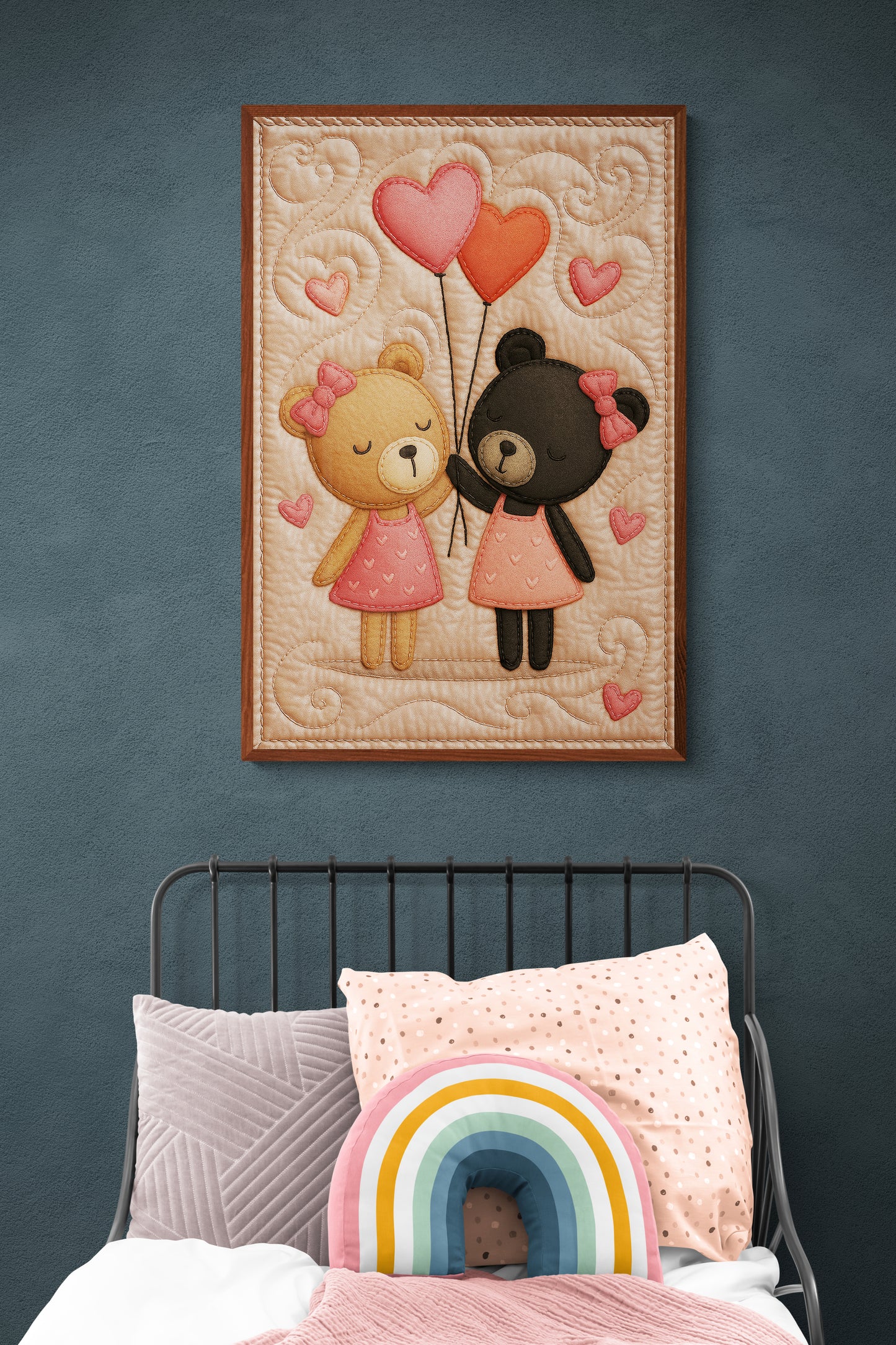 Forever Friends Quilt-Inspired Matte Paper Poster - Folk Art Style