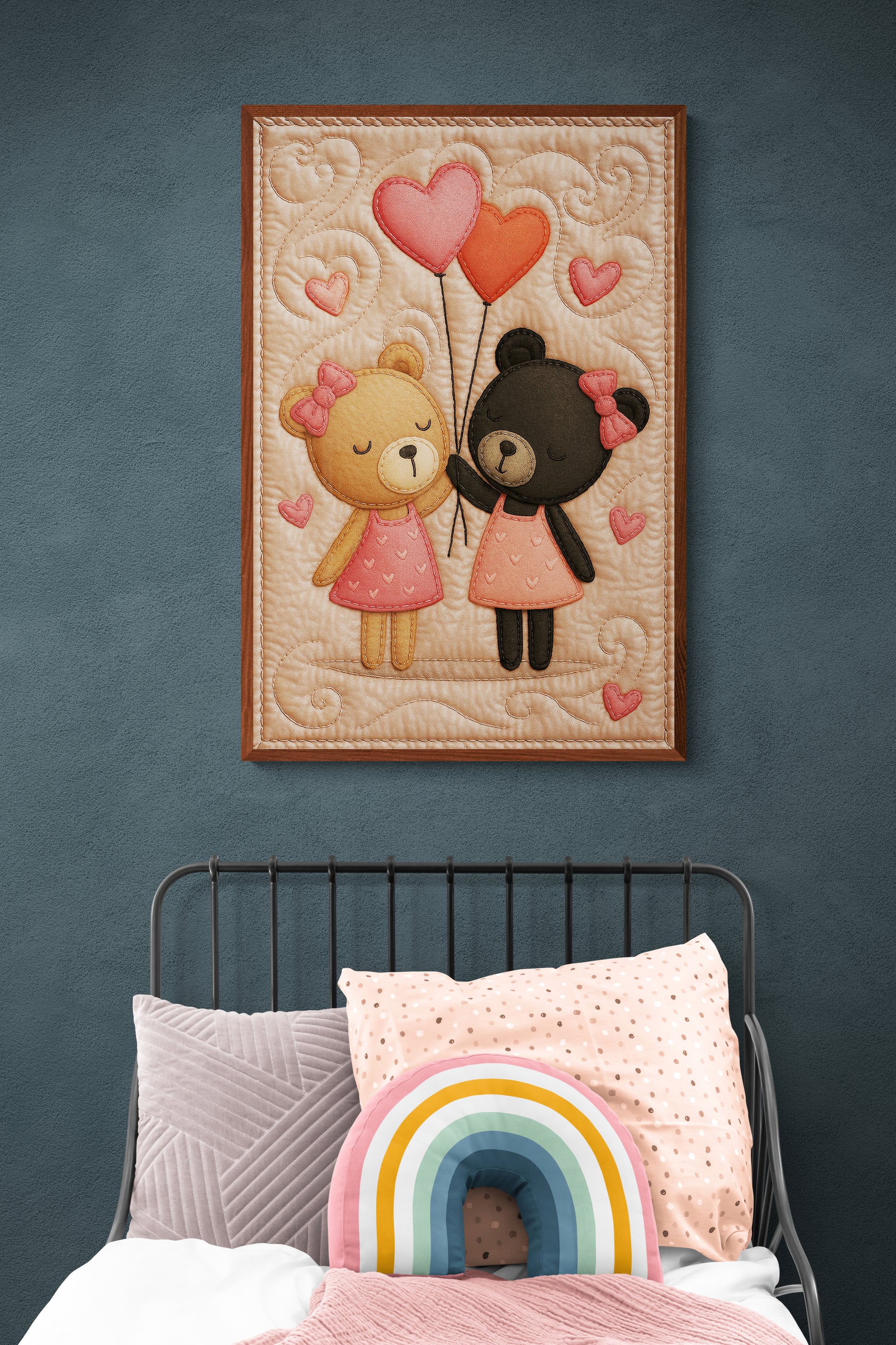 Forever Friends Quilt-Inspired Matte Paper Poster - Folk Art Style