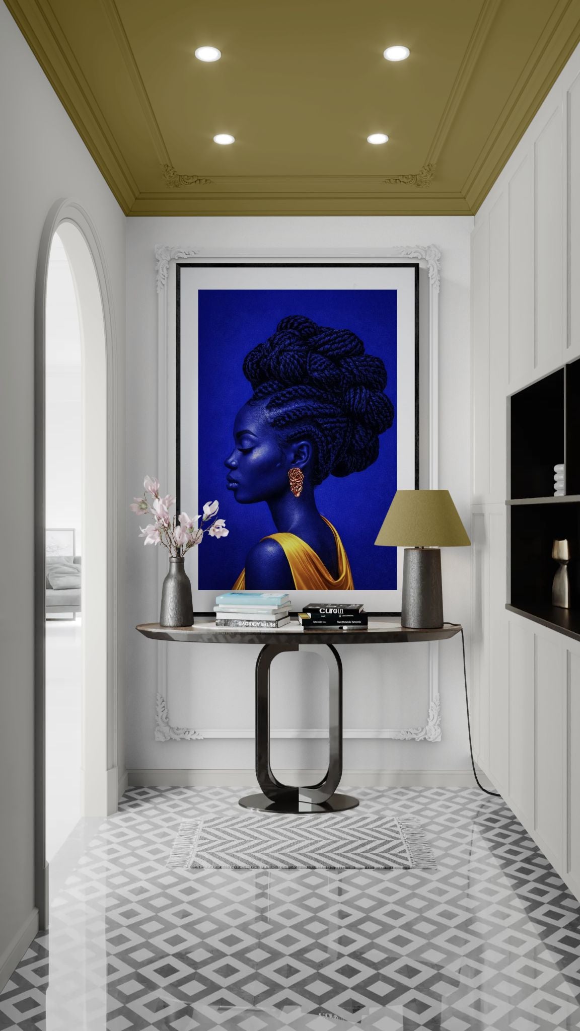 Blue-and-Gold Form: Blue-Tinted Matte Paper Poster