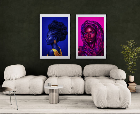 Magenta Nights Neon-Noir Matte Paper Poster - Pop Realism
