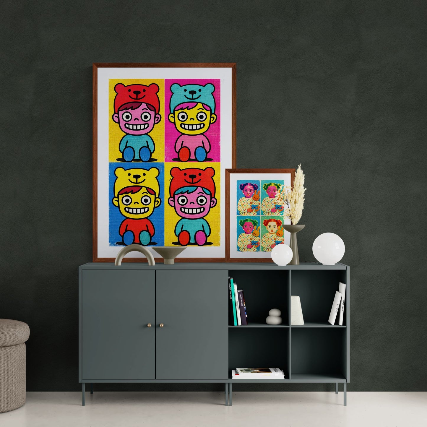Four Little Grins Color-Block Matte Paper Poster - Warhol Style