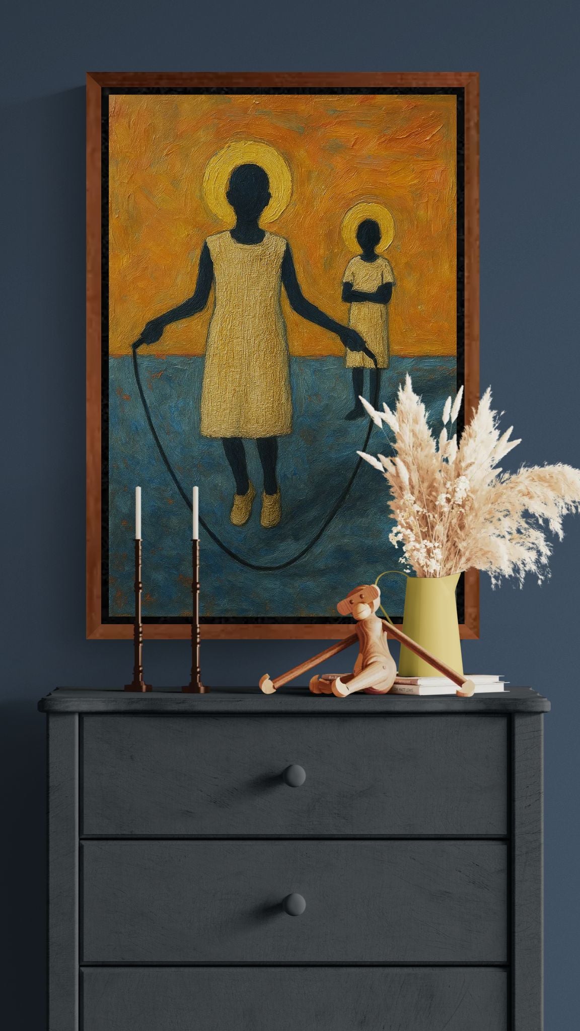 Sacred Play Framed Canvas Afro-Minimalist - African Diaspora Style