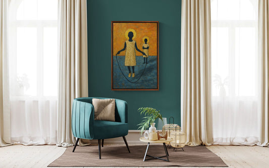 Sacred Play Framed Canvas Afro-Minimalist - African Diaspora Style