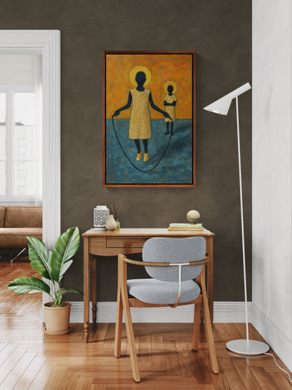 Sacred Play Framed Canvas Afro-Minimalist - African Diaspora Style