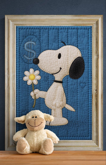 Soft Pup Quilt-Inspired Matte Paper Poster in Folk Art Style