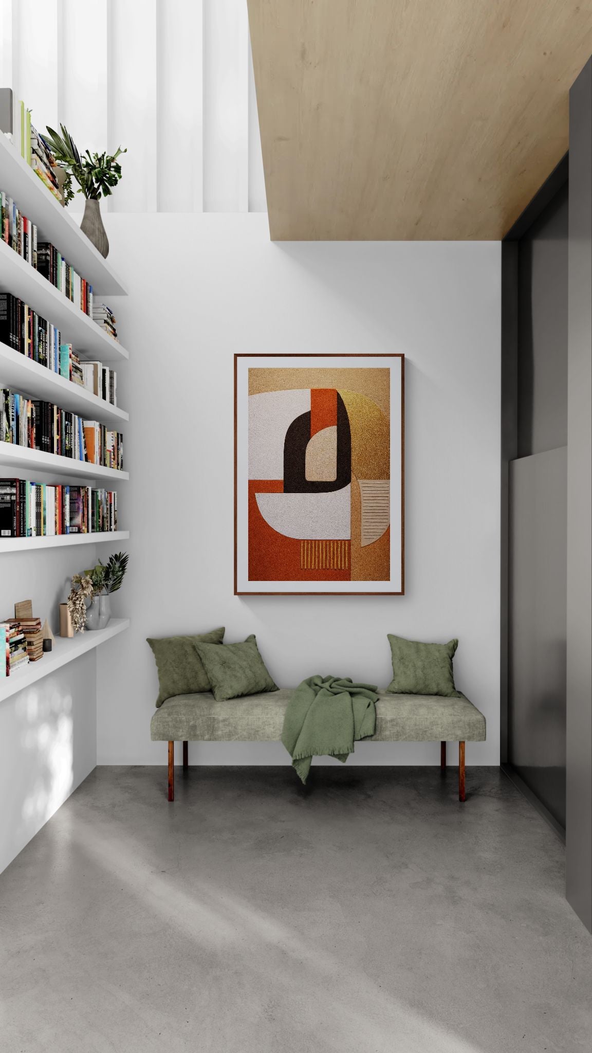 Gilded Horizon Mid-Century Matte Paper Poster - Bauhaus Aesthetic