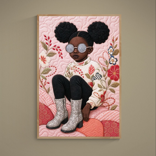 Glitter Gaze Quilted-Style Matte Paper Poster - Bisa Butler Style