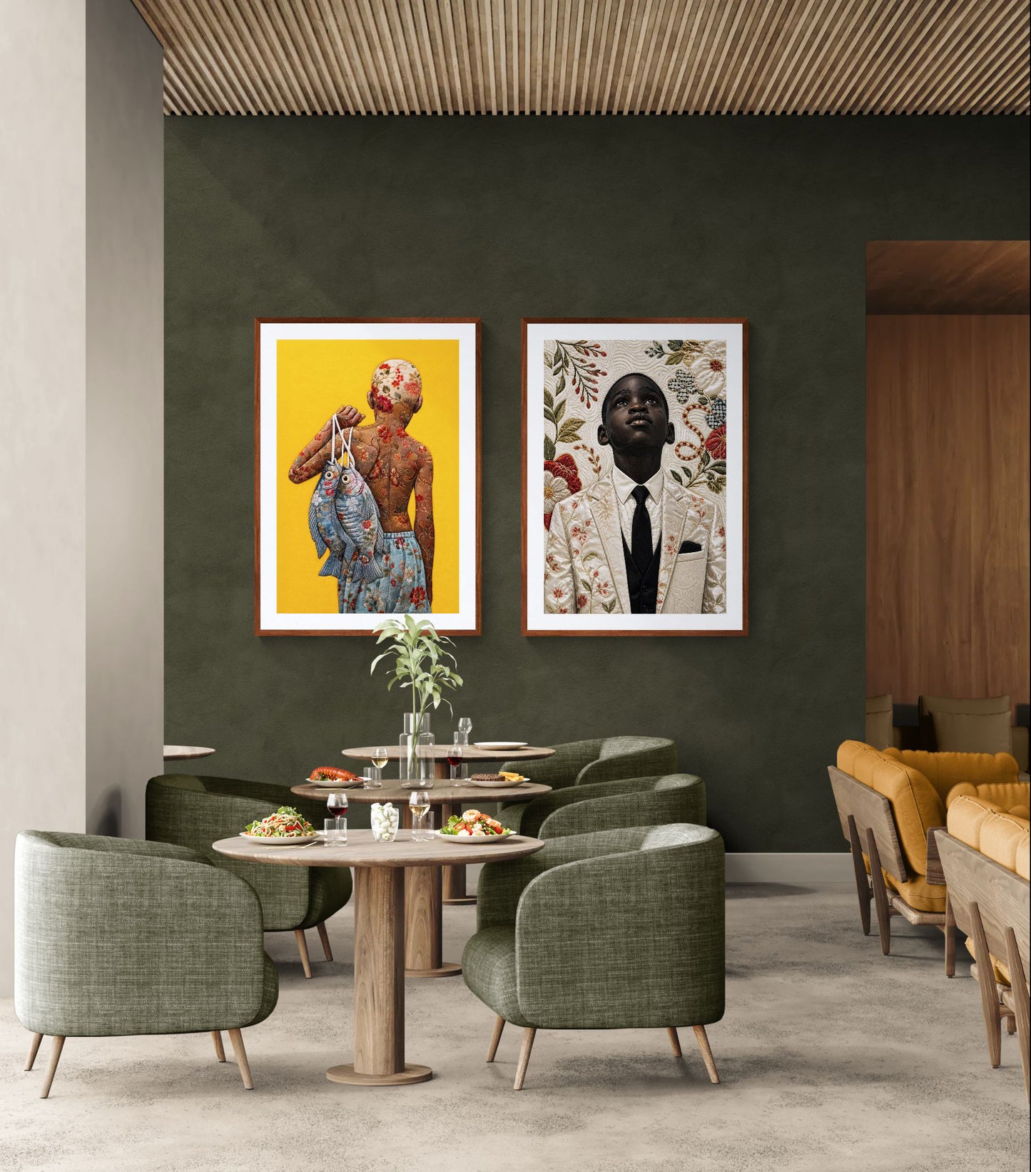Golden Catch Black Boy Quilt-Inspired Matte Poster - Bisa Butler Style